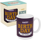 96 Pieces Blue Ceramic Mugs with White Interior - Happy Birthday to You Printed Coffee Cup