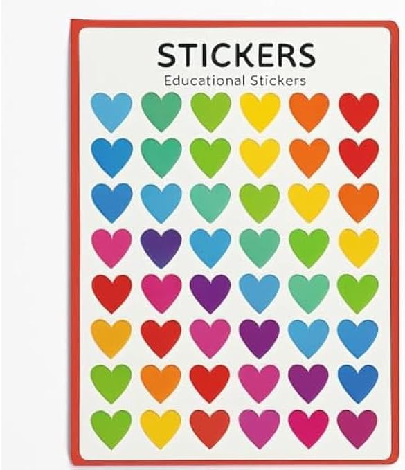 120 Pieces Heart Shaped Educational Stickers for Kids Classroom Reward Stickers for Teachers Preschool Kindergarten Learning Activities