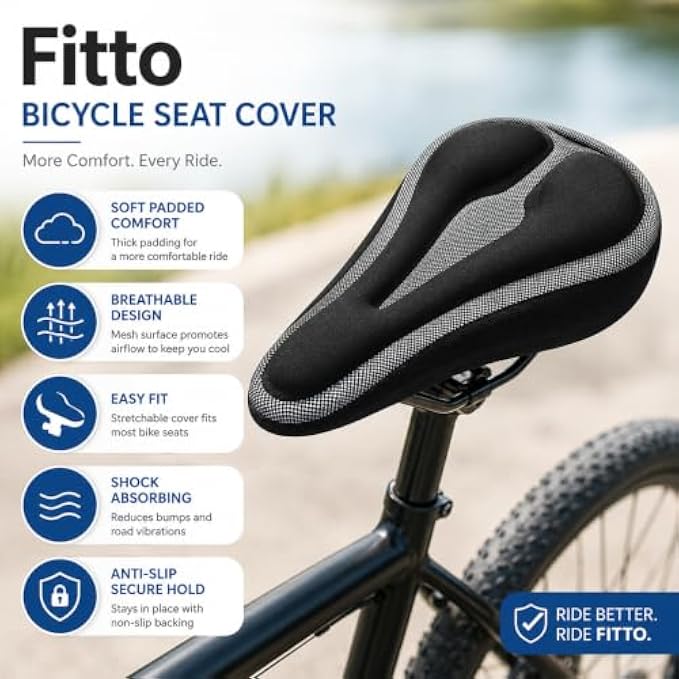 96 Pieces Bicycle Seat Covers (Padded Saddle Cushion with Breathable Mesh – Adjustable Drawstring and Non-Slip Fit for Road – Mountain and Exercise Bikes – Black)