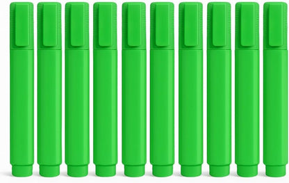 Classic Highlighter Pen Set – Fast-Drying, Long-Lasting Rainbow Colors with Large Ink Reservoir, Twist Cap, PP Barrel for Durability, Refillable for Sustainable Use, Set of 10 pcs, Green