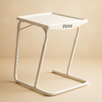 Table Mate II Laptop Table – Adjustable White Foldable Table with 6 Height Levels & 3 Angle Settings for Home, Office, and Study