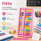 120 Pieces Student Abacus with Multicolor Counting Beads (Pink Frame Math Learning Tool for Counting and Basic Arithmetic)