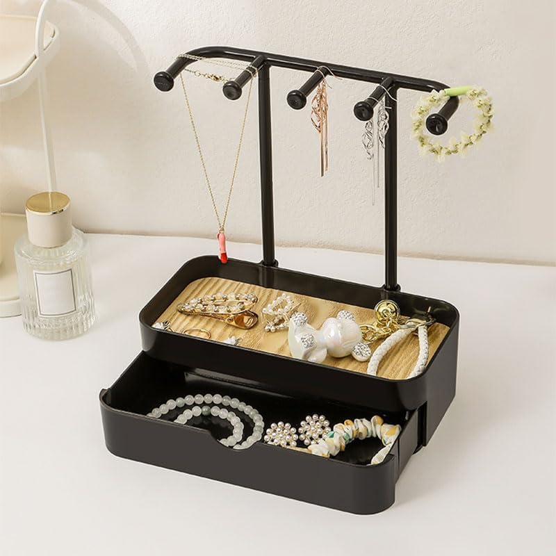 Double Layered Jewelry Storage Rack – Black/White