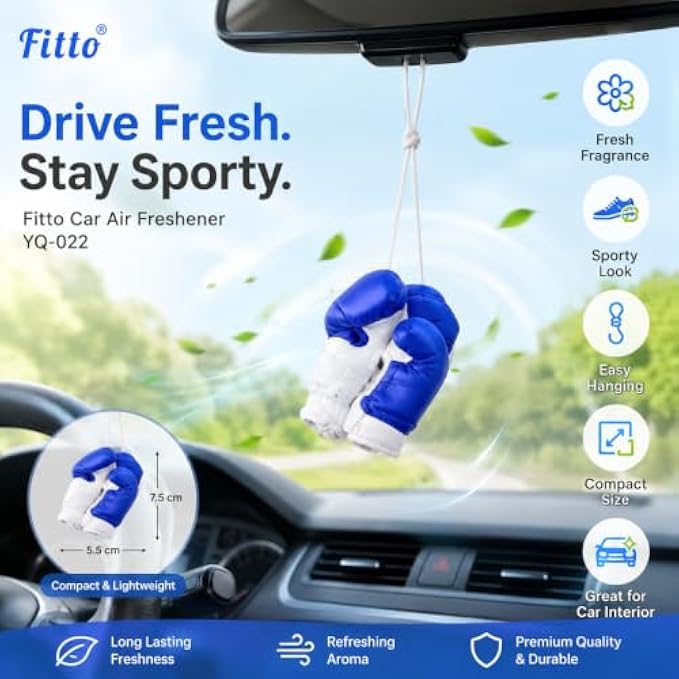 96 Pieces Boxing Glove Car Air Fresheners (Blue and White Peach-Scented Hanging Ornament for Rearview Mirror – Car – SUV and Small Spaces)