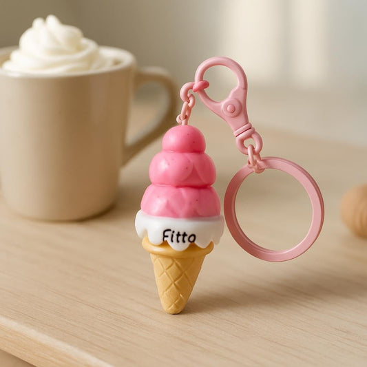 Creative Ice Cream Keychain - PVC & Rubber, Pink