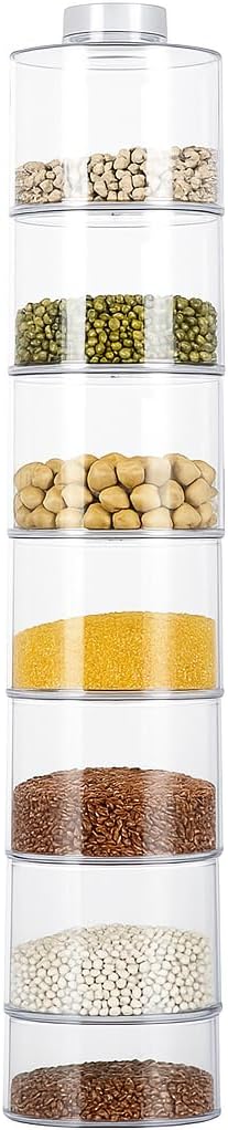 Spice Tower Plastic Transparent 6 pcs Set, Spice Jar Pepper Shaker Box, Transparent Rotating Seasoning Storage Organizer Herb Kitchen Rack, Condiment Bottles for Home and Kitchen
