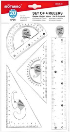 120 Pieces Set of 4 Rulers -s (20cm Scale – Protractor – Triangle – Ruler for School and Office Supplies)