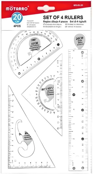 120 Pieces Set of 4 Rulers -s (20cm Scale – Protractor – Triangle – Ruler for School and Office Supplies)