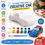 96 Pieces DIY Creative Car Painting Kits with White Paintable Car Model (6 Paint Pots and Brush – Assorted Colors)