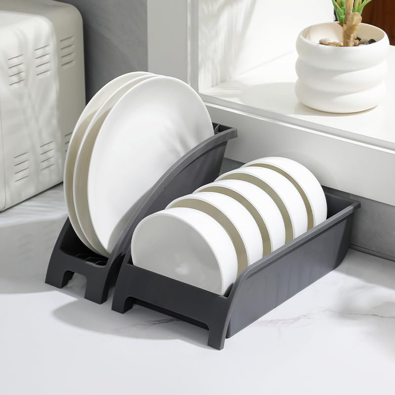 144 Pieces Bowl and Dish Storage Racks (Horizontal Design – Gun Grey – 25.5cm x 14cm x 7cm)