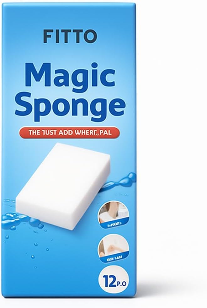 96 Pieces Magic Eraser Sponge 12-Packs (Reusable Melamine Sponges for Tough Stain & Scuff Removal – No Detergent Needed – 12x6x3cm Cleaning Solution)