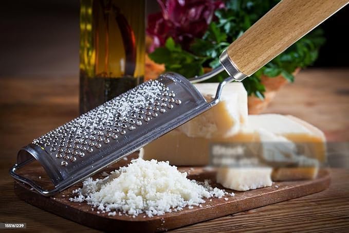 Portable Wooden Handle Cheese Grater - Multi-Purpose Grater for Ginger, Potato, Cheese, Butter, Chocolate, Silver Colour, Perfect for Home Kitchen Use, 1 Piece