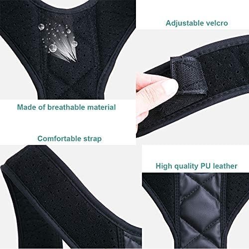 96 Pieces Adjustable Posture Correctors for Men (Women & Children – Invisible Back Support Belt with Shoulder Pads – Black)