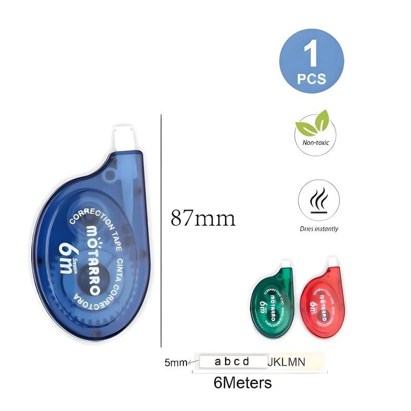 144 Pieces Correction Tape 6m White Tapes (8.7cm Assorted Colors)