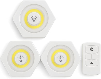 LED Lights with Remote Control – 3 Adjustable Lighting Levels for Closet or Wall, Includes 30-Minute Timer and Push Button Control, Versatile Handheld Micro Stone Lights for Easy Use