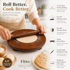 72 Pieces Wooden Rolling Board and Rolling Pin Sets (12 Inch Round Chakla Belan Set for Roti Chapati Paratha Pizza Pastry Dough – Smooth Natural Wood – Brown)