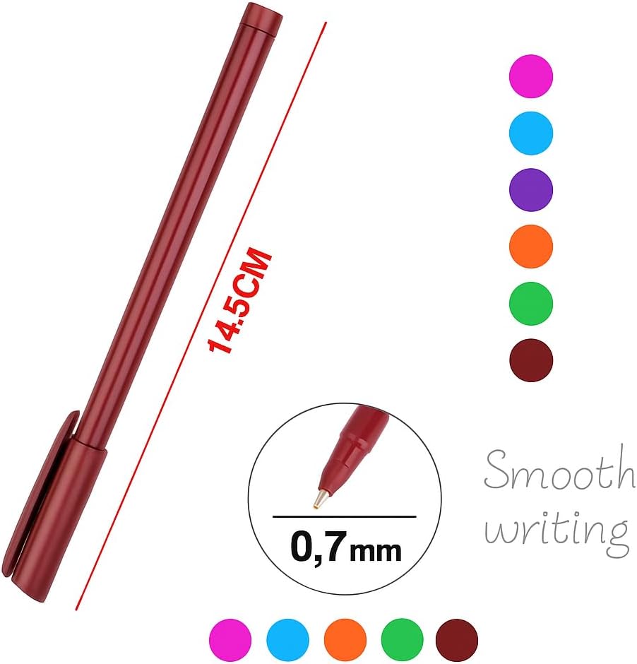 120 Pieces 6 Pieces (0.7cm Ballpoint Pens – 14.5cm – Assorted Colors)