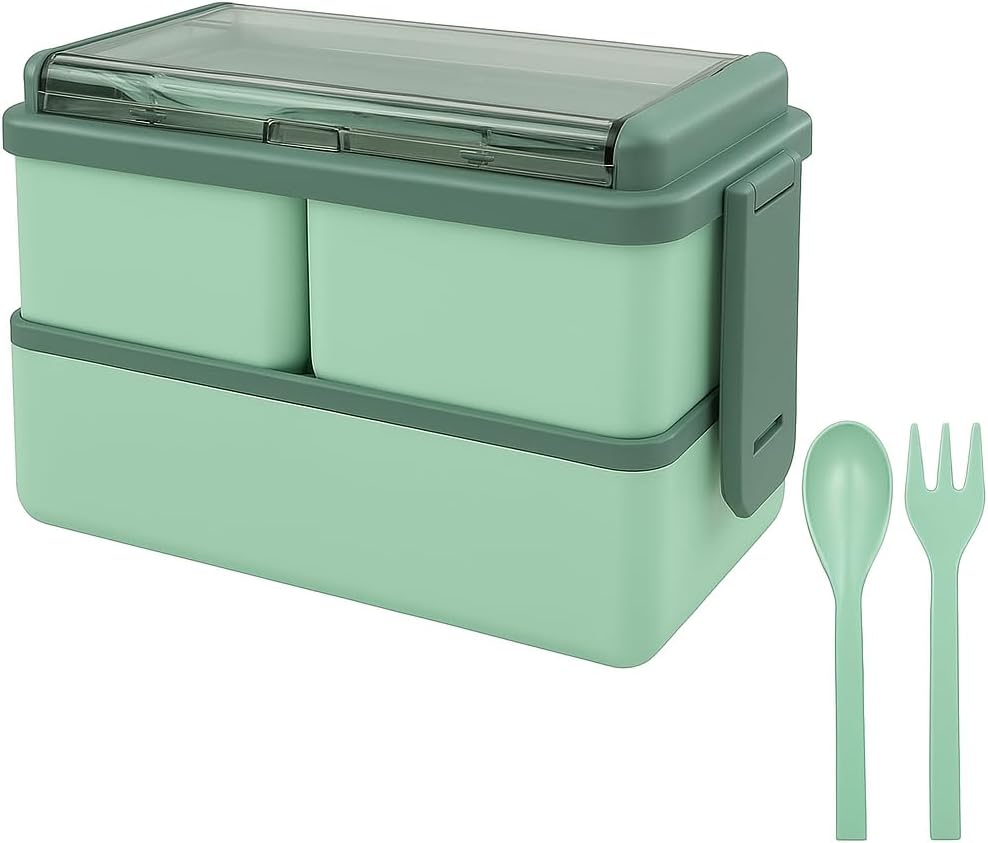 96 Pieces 3-Layer Lunch Boxes for Kids & Adults (Leakproof – BPA-Free – Microwave & Dishwasher Safe – Compact Bento Box with Easy-Snap Lid – Ideal for Work – School – Travel – & Snacks – Portable & Durable)