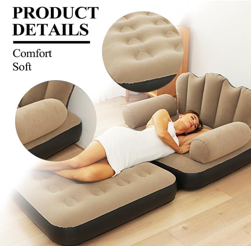48 Pieces 5-in-1 Inflatable Sofa Beds (Portable Inflatable Couch – Lazy Sofa for Adults – Quick Inflate – Foldable – Comfortable Air-Filled Lounge Chair for Indoor & Outdoor Use)