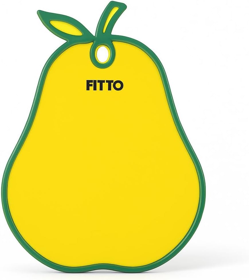 120 Pieces Fruit-Shaped Cutting Boards (Double-Sided Chopping Board with Anti-Slip Design – Hanging Storage – Raised Edges – Durable Food-Safe Material – Yellow (Pear))