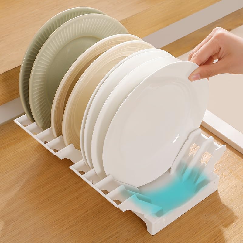 144 Pieces Space-Saving Plate Storage Racks With 4 Partition (Compact White Design)