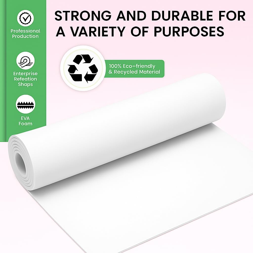 EVA Sponge 60cm x 40cm White, Multi-Purpose Foam Pad for Cleaning, Crafting, and Cushioning