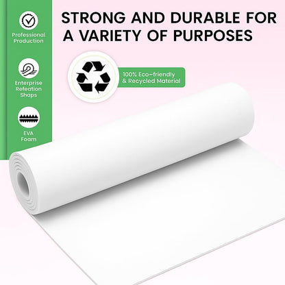 EVA Sponge 60cm x 40cm White, Multi-Purpose Foam Pad for Cleaning, Crafting, and Cushioning