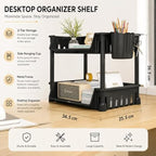 72 Pieces Desktop Organizer Shelves with Pen Holder (Multi Compartment Desk Storage Rack – Space Saving Office Organizer – Black)