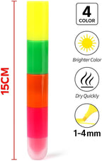 120 Pieces 4 in 1 Highlighters (15cm 4 Colors for Office School and Home Use)