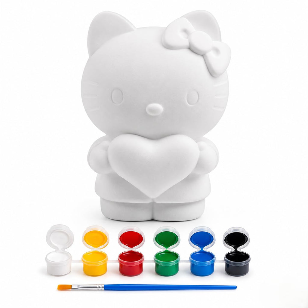 96 Pieces DIY Cat Figurine Painting Kits with White Paintable Model (6 Paint Pots and Brush – Assorted Colors)