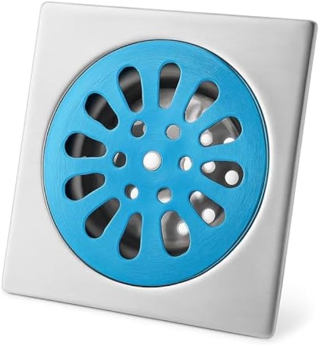 96 Pieces Stainless Steel Bathroom Floor Drains with Hair Strainer & Odor Trap (Square Shower Floor Waste Cover – Anti-Clog)