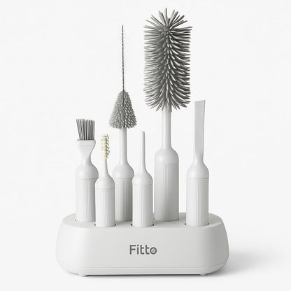 Cup Cleaning Kit – Multi-Brush Design – 6 Pieces – White & Grey