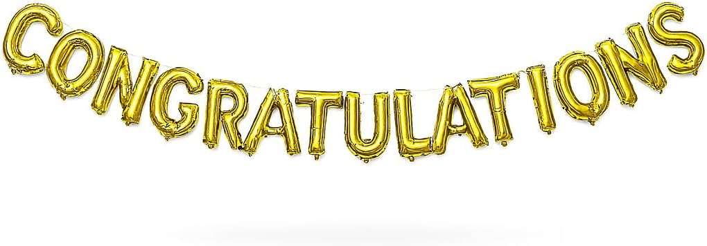 120 Pieces Foil Balloon Kits (40cm 'Congradulations' Gold Letter Balloons for Celebrations - Graduation – Anniversary – Special Occasions – UAE Party Supplies)