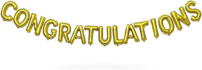 Foil Balloon Kit 40cm 'Congradulations' Gold Letter Balloons for Celebrations - Graduation, Anniversary, Special Occasions, UAE Party Supplies