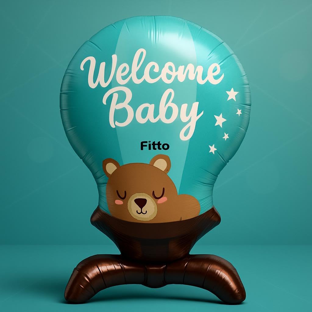Blue Foil Balloon Welcome Baby Design 56x90CM - Baby Shower Decor and Party Decoration
