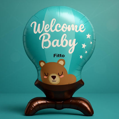 Blue Foil Balloon Welcome Baby Design 56x90CM - Baby Shower Decor and Party Decoration