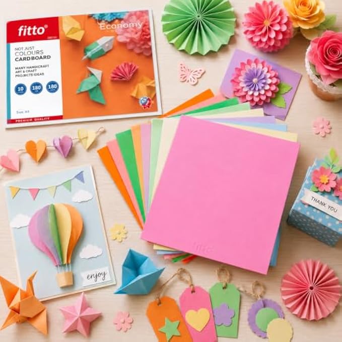 120 Pieces Color Card Boards (10 Assorted 180 GSM Sheets – 32 x 24 cm Craft Paper for DIY Projects – School Work and Decorations)