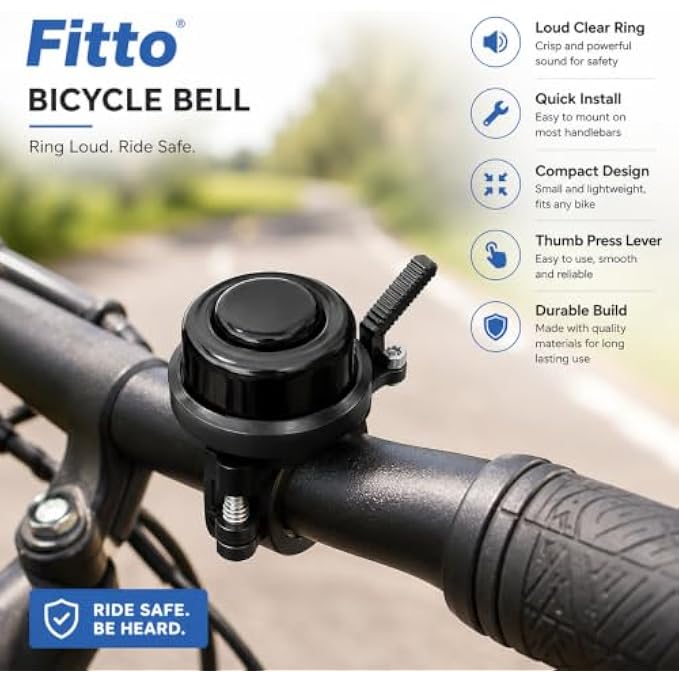 144 Pieces Bicycle Bells (Loud Clear Ring Bike Handlebar Bell with Thumb Press Lever – Compact Lightweight Easy-Install Cycling Safety Bell – Black)