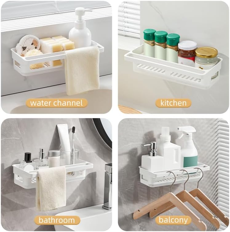 144 Pieces Drain Storage Baskets With Water Tray (Hanging Design – Adhesive sticker installation – Lightweight PP Material – Grey)