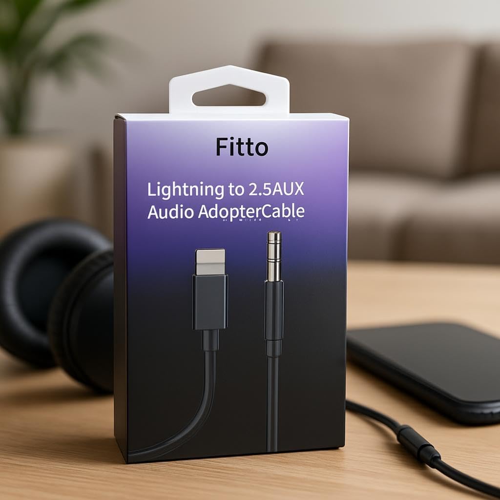 Lightning to 3.5mm AUX Audio Adapter Cable, Black