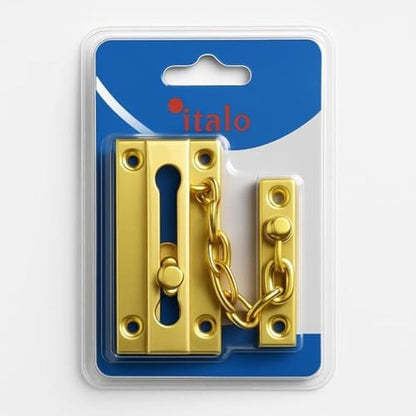 Copper Plated Heavy Duty Door Chain Lock - Security Chain Latch for Front Door, Door Safety Chain for Home Hotel Apartment