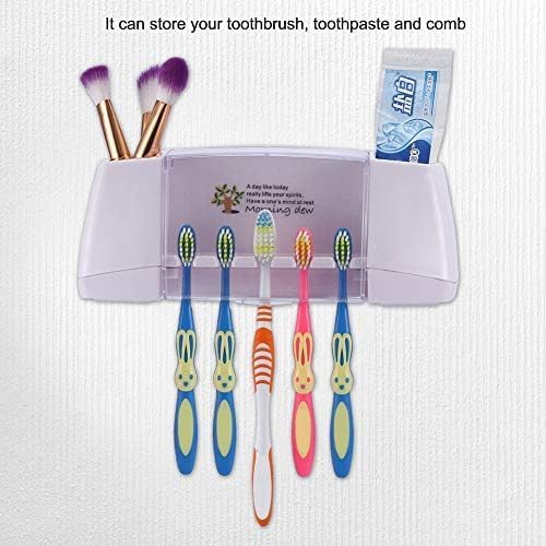 Toothbrush Holder,Bathroom Accessories, Wall-Mounted Toothpaste Holder with Dust Protection Cover, Drain Holes, Suction Hook, Multifunctional Bathroom Organizer