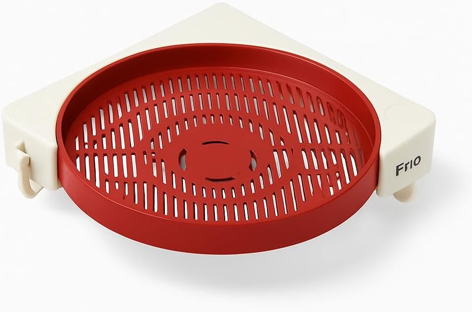 Rotating Shelf – Corner Design – Red & Cream – 360° – ABS + PP + Stainless Steel