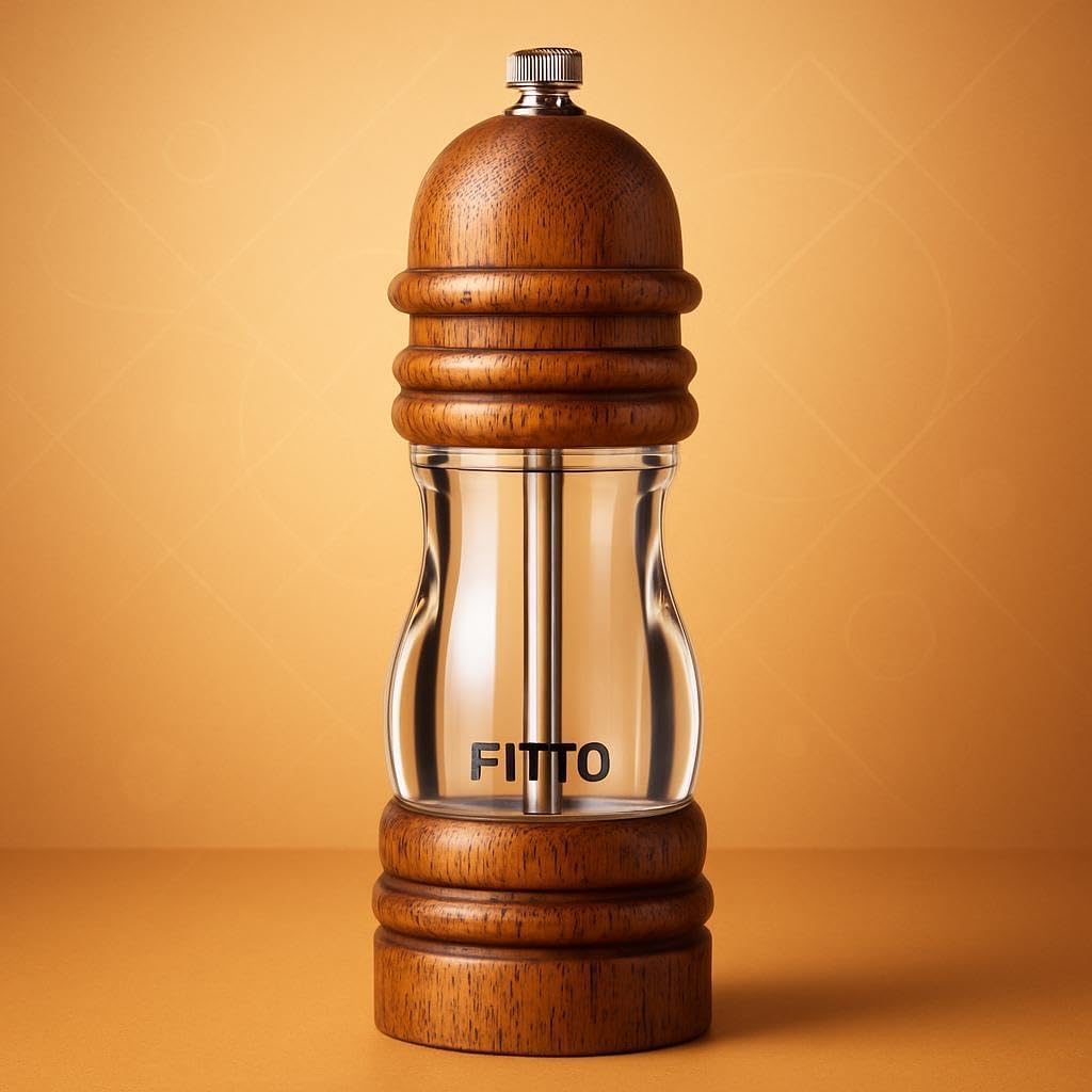 8" Acacia Wood Salt or Pepper Grinder – Adjustable Ceramic Core with Acrylic Display for Kitchen, Home, and Restaurant