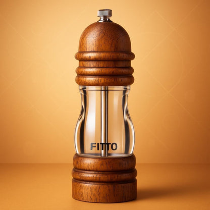 8" Acacia Wood Salt or Pepper Grinder – Adjustable Ceramic Core with Acrylic Display for Kitchen, Home, and Restaurant