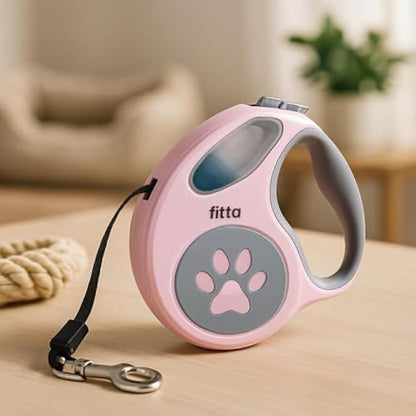 Retractable Pet Leash Pink - Retractable Dog Leash & Cat Leash, Compact 18x10.5cm Housing, Extendable Pet Lead for Small Dogs & Puppies