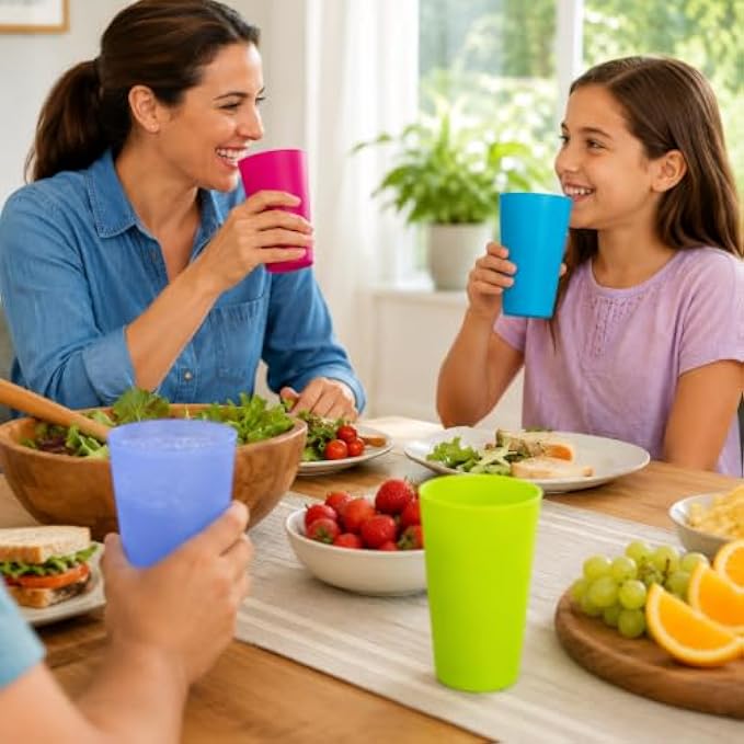 240 Pieces 4 Piece Plastic Tumbler Sets (Reusable Lightweight Drinking Cups – Durable Everyday Cups for Water Juice Milk Picnics Parties Home – Assorted Colors)