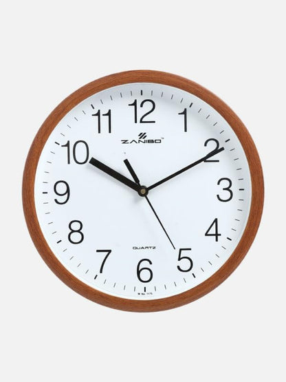 Wooden Finish Frame Wall Clock - Modern Silent Quartz Clock with Easy-to-Read Numbers | Classic Decorative Timepiece for Home, Office, Living Room, or Kitchen | Durable and Elegant Design