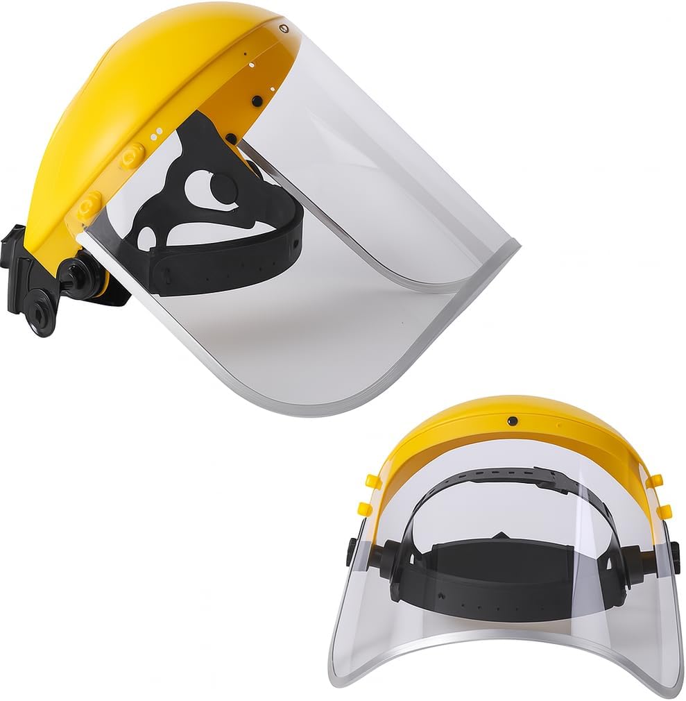 96 Pieces Transparent Welding Face Shields with Clear Film and Yellow Frame | Anti-Splash (Full-Face Protection | Lightweight – Adjustable – Durable Safety Mask for Welding – Grinding – and Cutting Tasks)