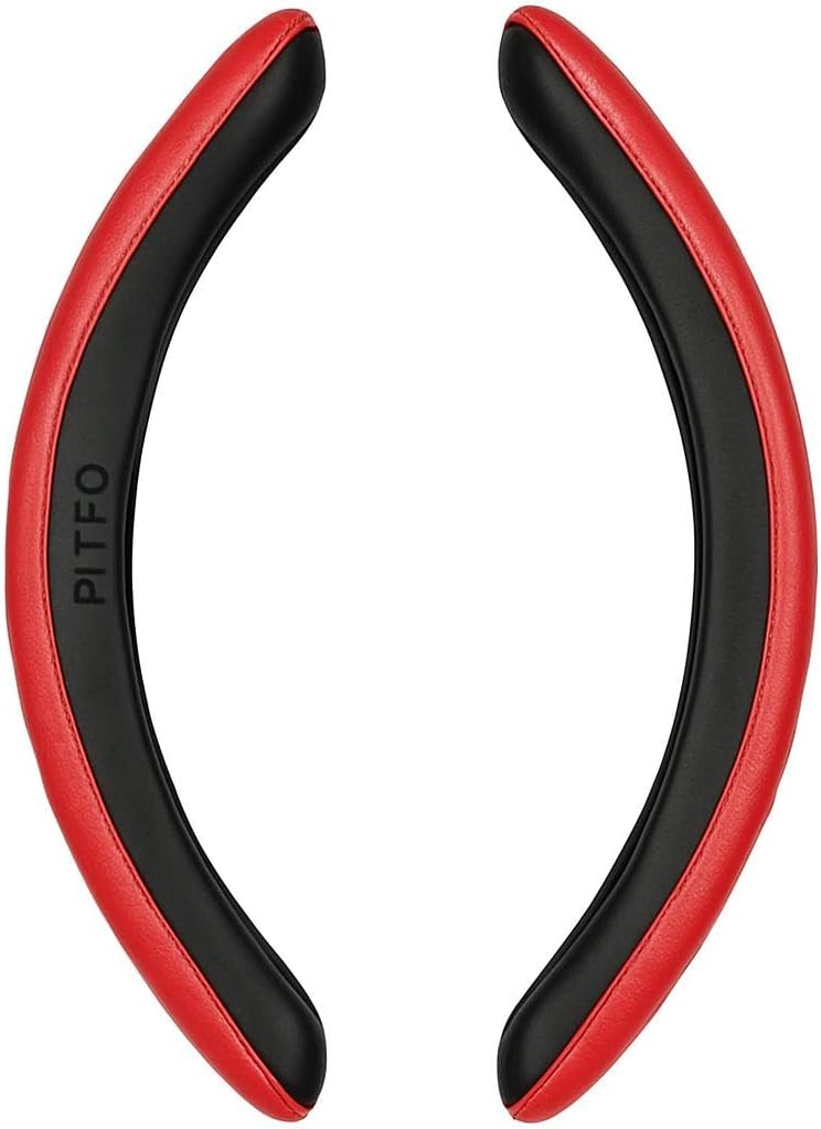 96 Pieces Sporty Half Steering Wheel Covers (Rubber – Non-Slip – Breathable & Odorless – Universal Fit – Plain Black (Set of 2 Pieces) - Red)